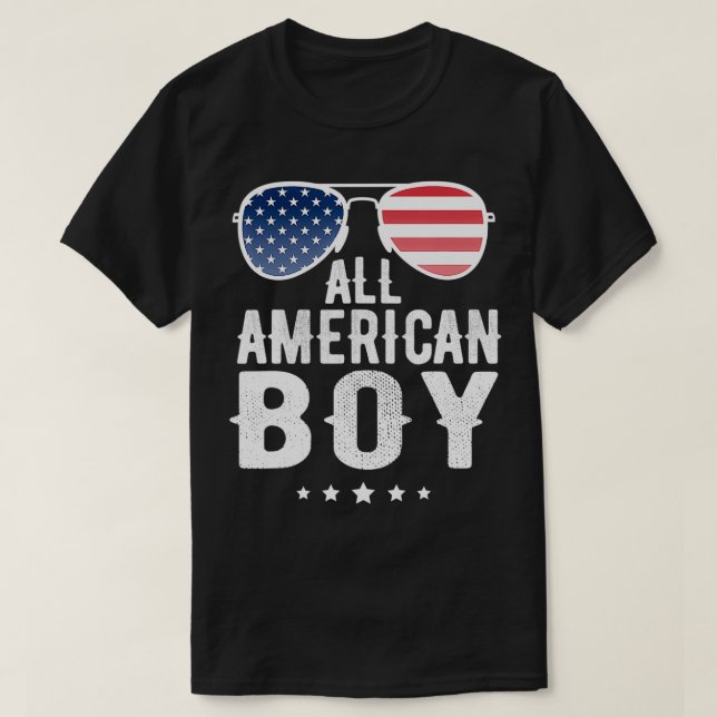 All American Boy 4th of July US Patriotic Pride  T-Shirt (Design Front)