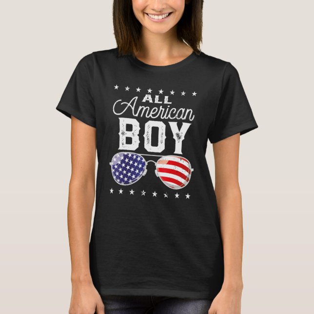 All American Boy 4th Of July USA Sunglasses Family T-Shirt (Front)