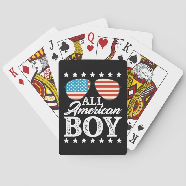 All American Boy 4th Of July USA Sunglasses  Playing Cards (Back)