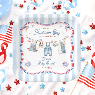 All American Boy Baby Shower Paper Plate