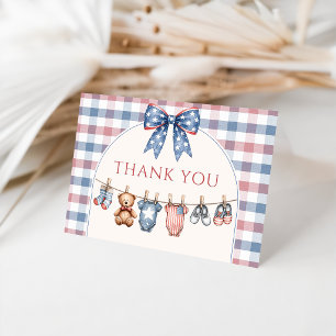 All American Boy Baby Shower Thank You Card