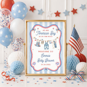 All American Boy Baby Shower Welcome Poster