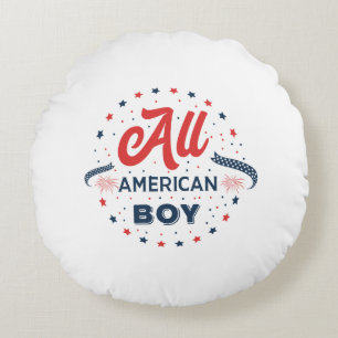 All American Boy Badge Round Cushion