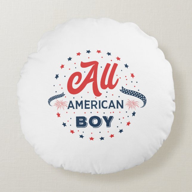 All American Boy Badge Round Cushion (Front)