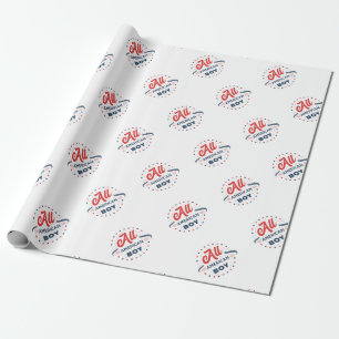 All American Boy Badge Wrapping Paper