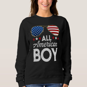 All American Boy Independence Day Us Flag Sunglass Sweatshirt