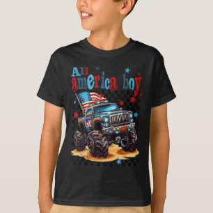 All American Boy Monster Truck Patriotic America 4 T-Shirt