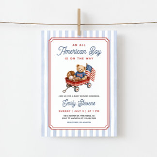 All American Boy Patriotic Baby Shower Invitation