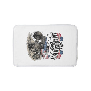 All American Boy Patriotic Monster Truck T-Shirt_1 Bath Mat