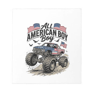 All American Boy Patriotic Monster Truck T-Shirt_1 Notepad