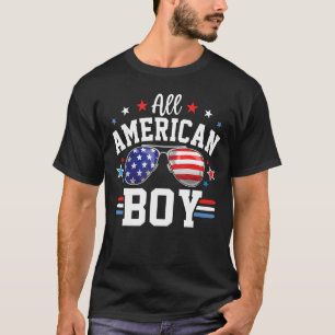 All American Boy Patriotic Usa Flag 4th July Famil T-Shirt
