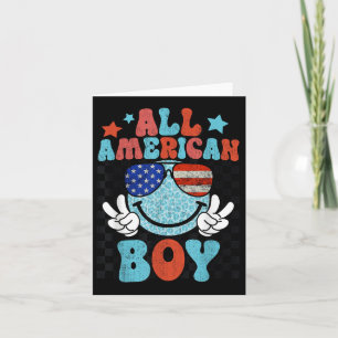 All American Boy Smile Face Patriotic America 4th Card