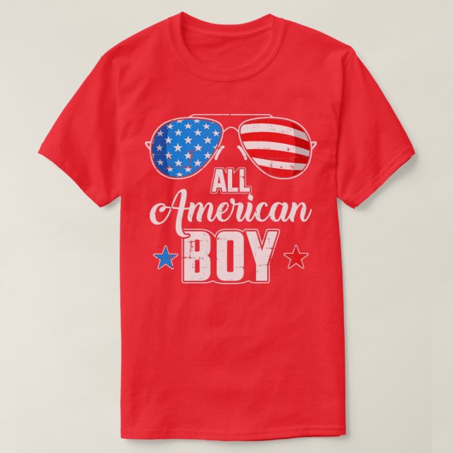 All american boy US flag sunglasses for matching 4 T-Shirt (Design Front)
