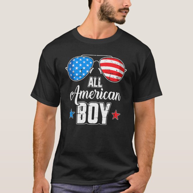All American Boy Us Flag Sunglasses For Matching 4 T-Shirt (Front)