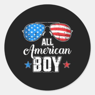 All American Boy Us Flag Sungles For Matching 4th  Classic Round Sticker