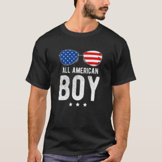 All American Boy With Sunglasses And US Flag T-Shirt