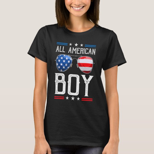 All American Boys 4th Of July   Son Sunglasses Usa T-Shirt (Front)