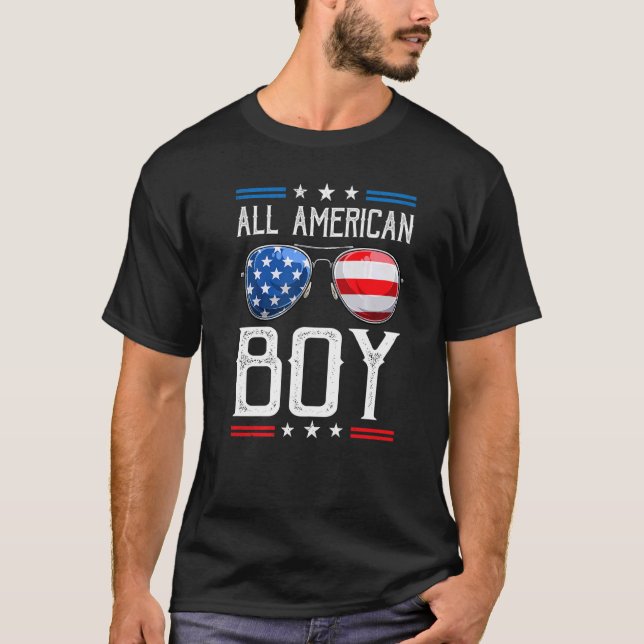 All American Boys 4th Of July  Son Sunglasses Usa T-Shirt (Front)