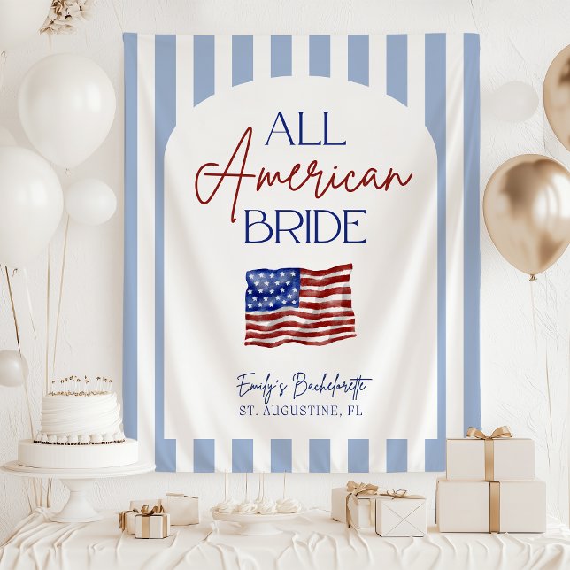 All American Bride Bachelorette Banner Tapestry (Creator Uploaded)