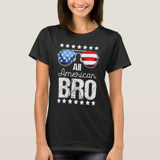 All American Bro 4th of July Men Boy Sunglasses Pa T-Shirt (Front)