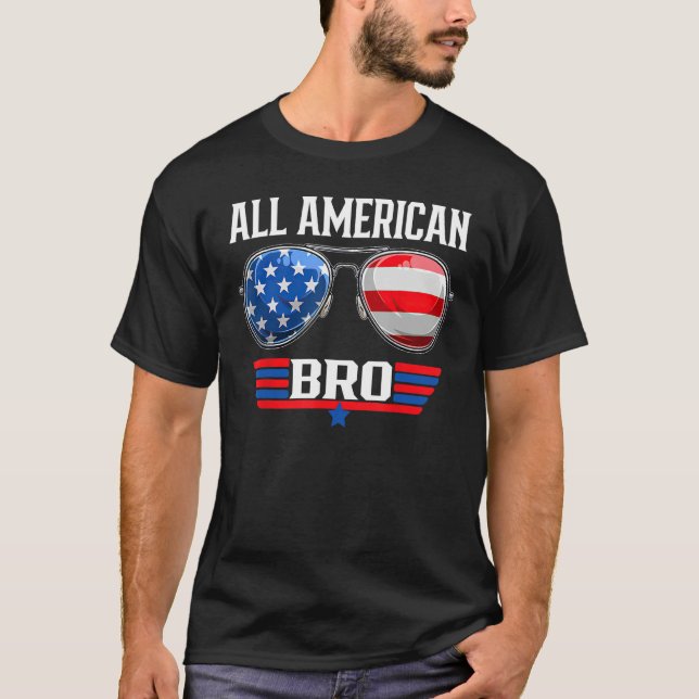 All American Bro 4th Of July USA Sunglasses Family T-Shirt (Front)