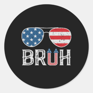 All American Bruh 4th Of July Boys Patriotic Teens Classic Round Sticker