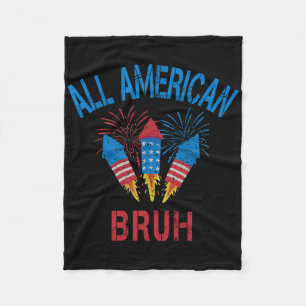 All American Bruh 4th Of July Boys Patriotic Teens Fleece Blanket