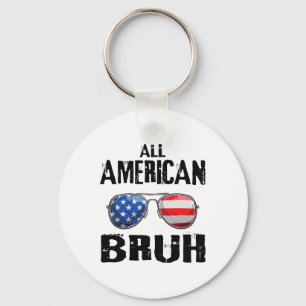All American Bruh 4th Of July Boys Patriotic Teens Key Ring