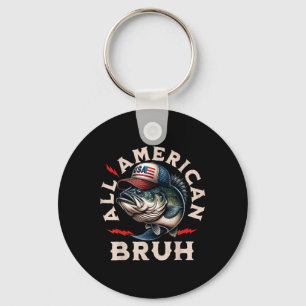 All American Bruh Patriotic B Fish 4th Of July Fis Key Ring