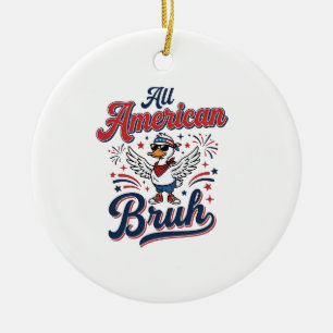 All American Bruh Patriotic Duck Vintage Shirt_1 Ceramic Tree Decoration