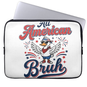 All American Bruh Patriotic Duck Vintage Shirt_1 Laptop Sleeve