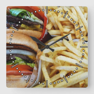 All American Burgers/Fries Time Square Wall Clock