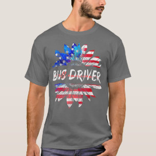 All American Bus Driver American Flag Sunflower 4t T-Shirt