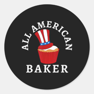All American Byker Patriotic 4th Of July Usa Cupca Classic Round Sticker