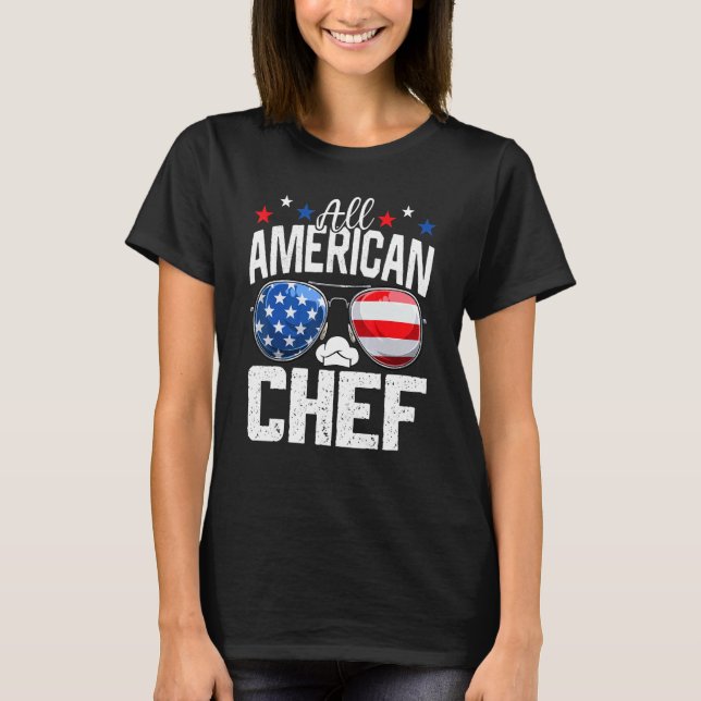All American Chef 4th Of July American Flag T-Shirt (Front)