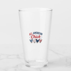 All American Chick Patriotic Chicken Shirt Design_ Glass