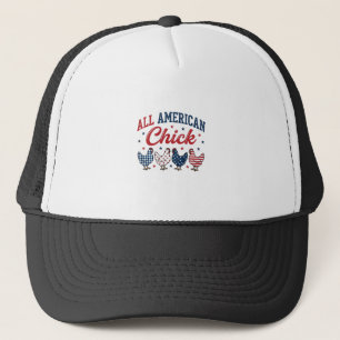 All American Chick Patriotic Chicken Shirt Design_ Trucker Hat