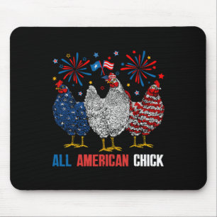 All American Chick Retro 4th Of July Patriotic Usa Mouse Mat