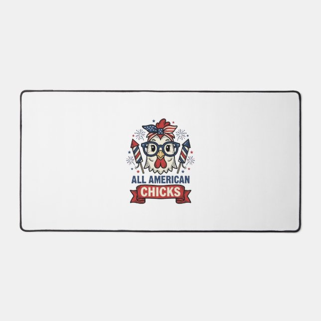 All American Chicks Patriotic Chicken Vector Desig Desk Mat (Front)
