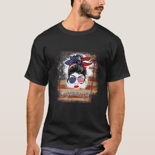 All American Cma Nurse Messy Bun 4th Of July Red W T-Shirt
