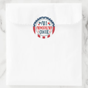 All American Cutie Stars and Stripes Classic Round Sticker