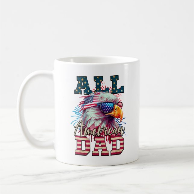 All American Dad 4th of July Bald Eagle USA Flag Coffee Mug (Left)