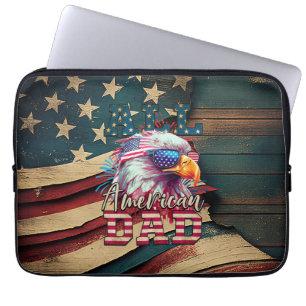 All American Dad 4th of July Bald Eagle USA Flag Laptop Sleeve