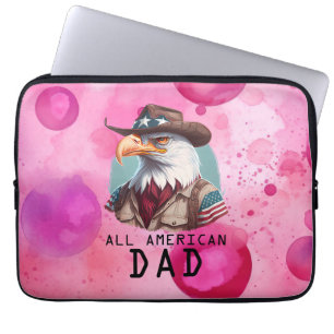All American Dad 4th of July Bald Eagle USA Flag Laptop Sleeve