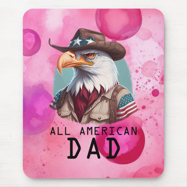 All American Dad 4th of July Bald Eagle USA Flag Mouse Mat (Front)