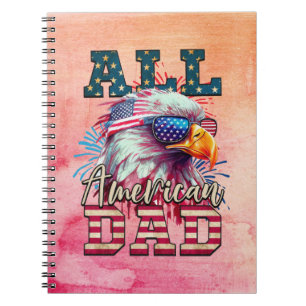 All American Dad 4th of July Bald Eagle USA Flag Notebook