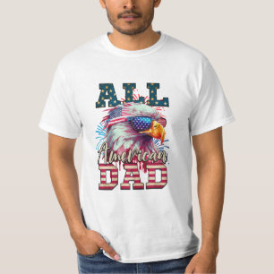 All American Dad 4th of July Bald Eagle USA Flag T-Shirt