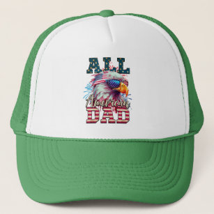 All American Dad 4th of July Bald Eagle USA Flag Trucker Hat