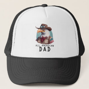 All American Dad 4th of July Bald Eagle USA Flag Trucker Hat