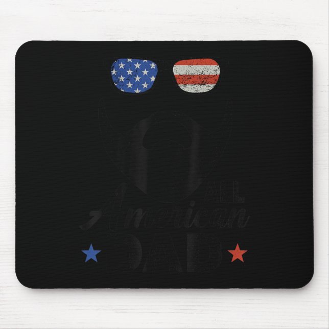 All American Dad 4th Of July Bearded Dad Beard Fat Mouse Mat (Front)
